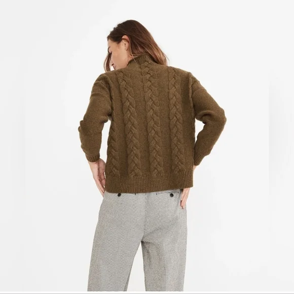 🤎 Madewell Grenville Cable-Knit Mockneck Sweater Size S - Picture 3 of 6